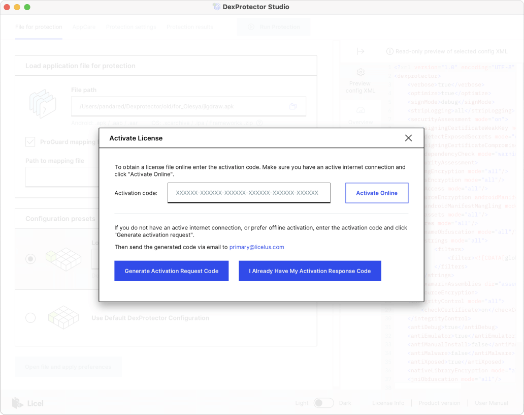 Activating your license via Studio (offline)